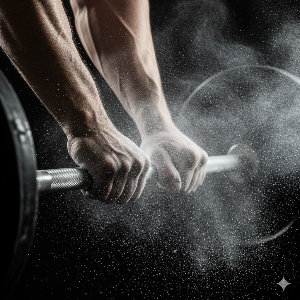 hands gripping a barbell